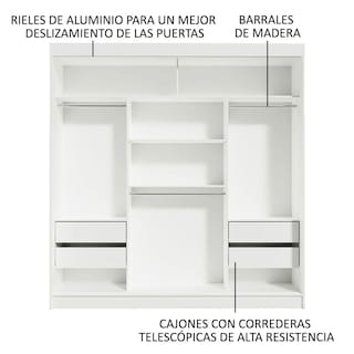 Foto 4 | Foto 4 | Ropero Reno Madesa 3 Puertas Corredizas 2 con Espejo Blanco/Marrón