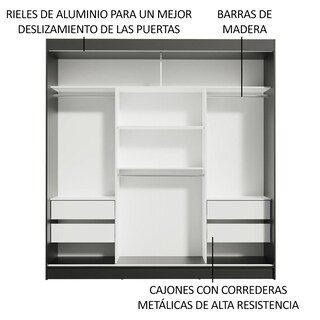 Foto 6 | Foto 6 | Ropero Reno Madesa 3 Puertas Corredizas con Espejos