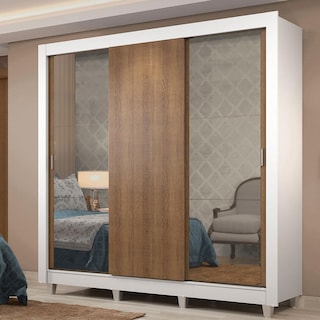 Foto 1 | Foto 1 | Ropero Madesa Lyon Plus 3 Puertas Corredizas con Espejos 4 Cajones con Pies Blanco