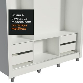 Foto 8 | Foto 8 | Ropero Madesa Lyon Plus 3 Puertas Corredizas con Espejos 4 Cajones con Pies Blanco