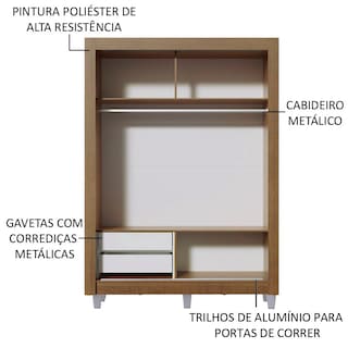 Foto 5 | Foto 5 | Closet Madesa Dallas con Patas 2 Puertas Corredizas con Espejos 2 Cajones