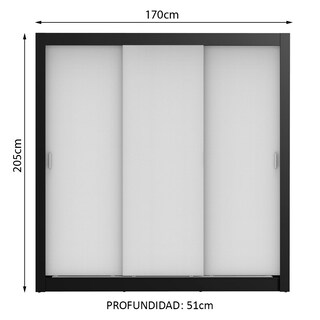 Foto 3 | Foto 3 | Ropero Madesa Lyon 3 Puertas Corredizas 2 Cajones Negro