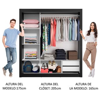 Foto 5 | Foto 5 | Ropero Madesa Lyon 3 Puertas Corredizas 2 Cajones Negro