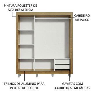 Foto 5 | Foto 5 | Ropero Madesa Lyon 3 Puertas Corredizas con Espejo 2 Cajones con Pies