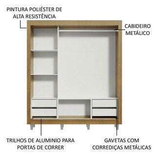 Foto 5 | Foto 5 | Closet Madesa Lyon Plus con Patas 3 Puertas Corredizas 2 Espejos 4 Cajones