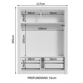 Foto 4 | Foto 4 | Closet Madesa Dallas Plus 2 Puertas Corredizas 1 Espejo 4 Cajones