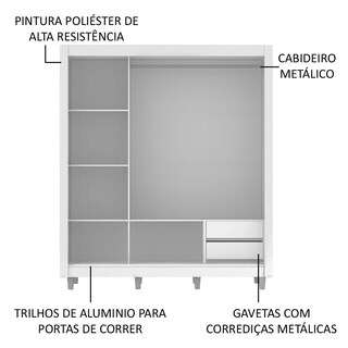 Foto 5 | Foto 5 | Ropero Madesa Lyon 3 Puertas Corredizas con Espejo 2 Cajones Blanco