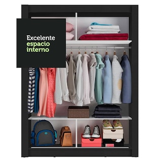 Foto 7 | Foto 7 | Ropero Madesa Denver 2 Puertas Corredizas Con Espejo Negro