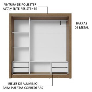 Foto 6 | Foto 6 | Ropero Closet Madesa 3 Puertas 2 Espejos Mg 02