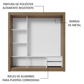 Foto 6 | Foto 6 | Ropero Closet Madesa 3 Puertas 1 Espejo Mg 01