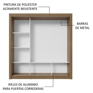 Foto 6 | Foto 6 | Ropero Closet Madesa 3 Puertas 1 Espejo Mn