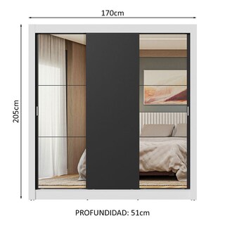 Foto 3 | Foto 3 | Ropero Closet Madesa 3 Puertas 2 Espejos Bn