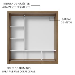 Foto 6 | Foto 6 | Ropero Closet Madesa 3 Puertas 2 Espejos Mn