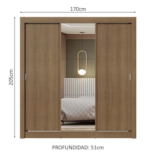 Foto 3 | Foto 3 | Ropero Closet Madesa 3 Puertas 1 Espejo Mm