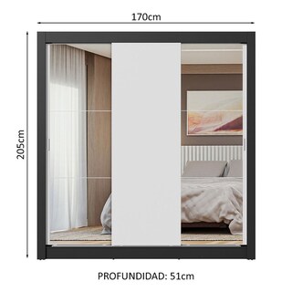 Foto 3 | Foto 3 | Ropero Closet Madesa 3 Puertas 2 Espejos Nb