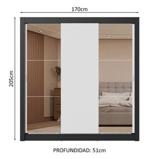 Foto 3 | Foto 3 | Ropero Closet Madesa 3 Puertas 2 Espejos Nb 01