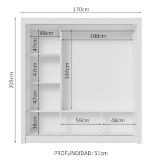 Foto 4 | Foto 4 | Ropero Closet Madesa 3 Puertas 1 Espejo Bn