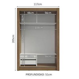 Foto 4 | Foto 4 | Ropero Closet Madesa Vivare 2 Puertas Mm