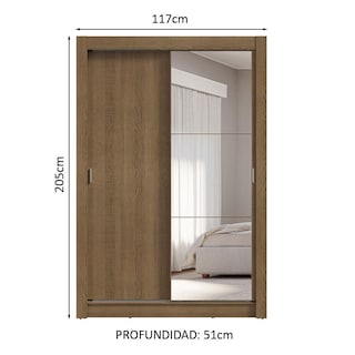 Foto 3 | Foto 3 | Ropero Closet Madesa Vivare Plus 2 Puertas 1 Espejo Mm