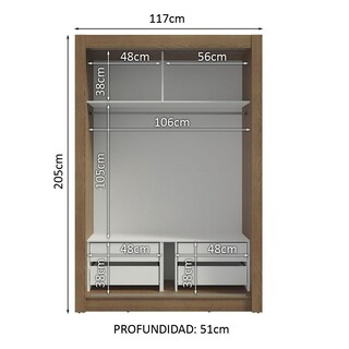 Foto 4 | Foto 4 | Ropero Closet Madesa Vivare Plus 2 Puertas 1 Espejo Mb