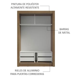 Foto 6 | Foto 6 | Ropero Closet Madesa Vivare Plus 2 Puertas 1 Espejo Mb
