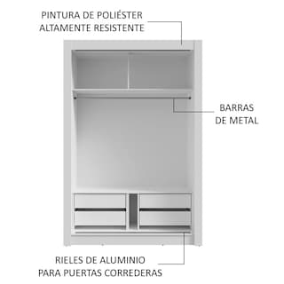 Foto 6 | Foto 6 | Ropero Closet Madesa Vivare Plus 2 Puertas 2 Espejos Bb