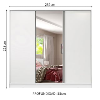 Foto 3 | Foto 3 | Ropero Closet Madesa Royale 3 Puertas 1 Espejo Blanco