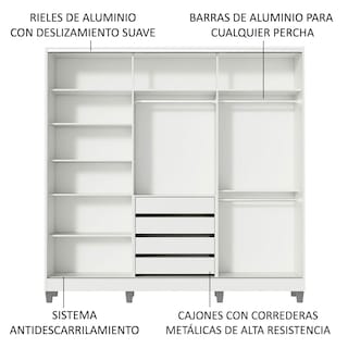 Foto 5 | Foto 5 | Ropero Closet Madesa Royale 3 Puertas 2 Espejo B/m/b Cp
