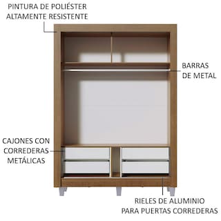 Foto 5 | Foto 5 | Ropero Closet Madesa Dallas Plus 1 Espejo Con Pies Mm