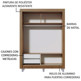 Foto 5 | Foto 5 | Ropero Closet Madesa Dallas 2 Puertas 1 Espejo Y Pies Mm 04