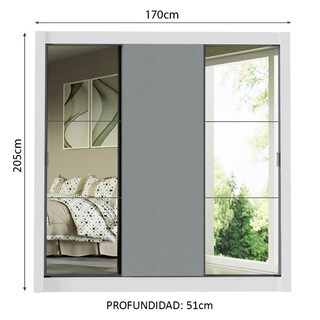 Foto 3 | Foto 3 | Ropero Closet Madesa Mônaco 3 Puertas 2 Espejos Bg