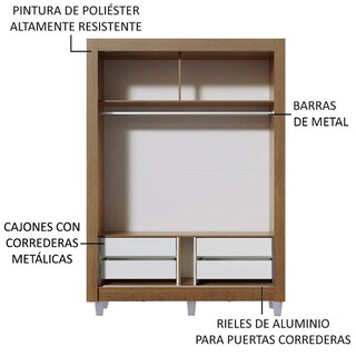 Foto 5 | Foto 5 | Ropero Closet Madesa Dallas Plus 2 Puertas Con Pies Mm 04