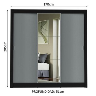 Foto 3 | Foto 3 | Ropero Closet Madesa Mônaco 3 Puertas 1 Espejo Ng