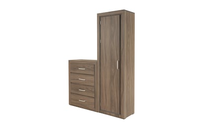 Foto 2 | Foto 2 | Cómoda - Cajonera Con 4 Cajones Y Ropero Con Espejo Interno Color Gris - Madera Industrializada