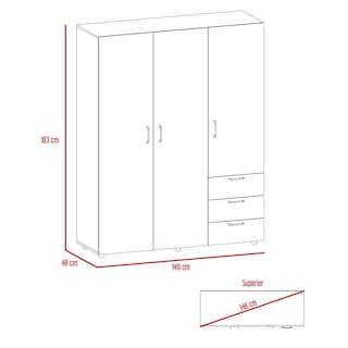 Foto 7 | Foto 7 | Closet Tini Nogal y Blanco con Tres Cajones Virtual Muebles