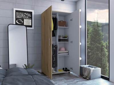 Foto 2 | Foto 2 | Closet Derek Café Claro y Blanco Virtual Muebles