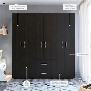Foto 2 | Foto 2 | Closet Bariloche Bombay Wengue con Seis Puertas Abatibles Virtual Muebles