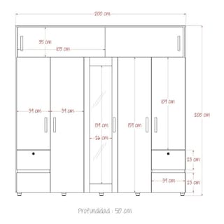 Foto 6 | Foto 6 | Ropero Armario Joker 200 Maderkit Color Rovere