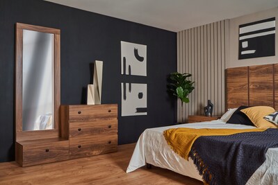 Foto 3 | Foto 3 | Espejo De Cuerpo Completo / De Pie Con 1 Cajón Color Nogal - Madera Mdf