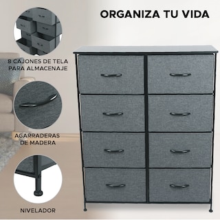 Foto 2 | Foto 2 | Cómoda De Tela Con 8 Cajones - Gris