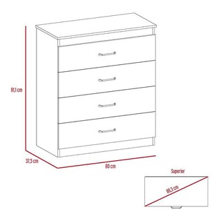 Foto 7 | Foto 7 | Cómoda Organizador Marino Beige y Blanco con Cuatro Cajones Virtual Muebles
