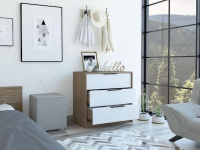 Foto 2 | Foto 2 | Cómoda Organizador Wesley Miel y  Blanco con Tres Cajones Virtual Muebles