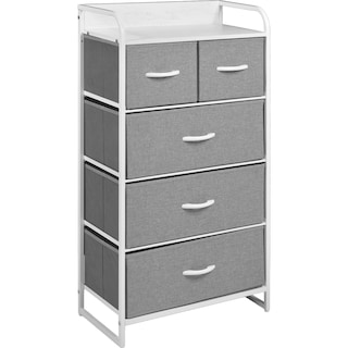 Foto 1 | Foto 1 | Cómoda 5 Cajones Tela Moderna Gris Mueble Buró Organizador