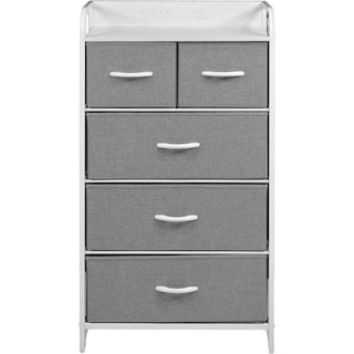 Foto 2 | Foto 2 | Cómoda 5 Cajones Tela Moderna Gris Mueble Buró Organizador