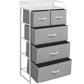 Foto 3 | Foto 3 | Cómoda 5 Cajones Tela Moderna Gris Mueble Buró Organizador