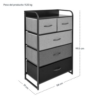 Foto 5 | Foto 5 | Mueble Organizador 5 Cajones Tela Moderno Negro