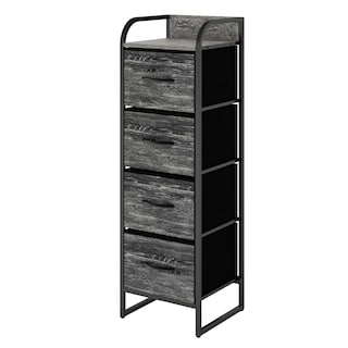 Foto 1 | Foto 1 | Cómoda Compacta De 4 Cajones Mu:4life 5l602 Oak Negro De Estructura Metal Y Cajones De Tela