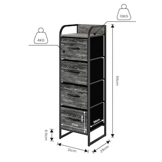 Foto 5 | Foto 5 | Cómoda Compacta De 4 Cajones Mu:4life 5l602 Oak Negro De Estructura Metal Y Cajones De Tela