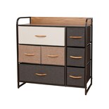 Cómoda Compacta De 7 Cajones Mu:4life 5l608 Café Mixto De Estructura Metal Y Cajones De Tela