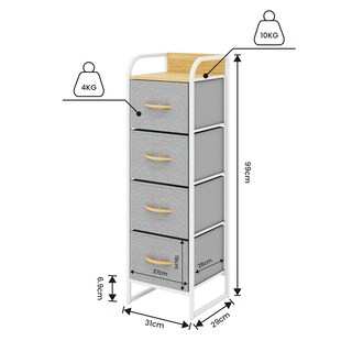 Foto 5 | Foto 5 | Cómoda Compacta De 4 Cajones Mu:4life 5l602 Gris Claro De Estructura Metal Y Cajones De Tela